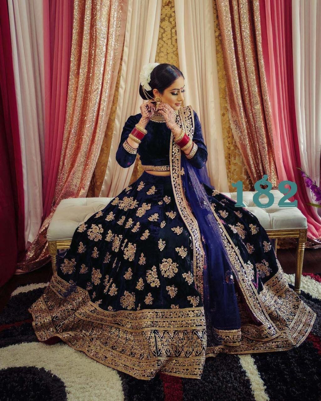 Lg 182 Designer Bridal Velvet Full Heavy Embroidery Lehenga Choli With Dupatta Catalog